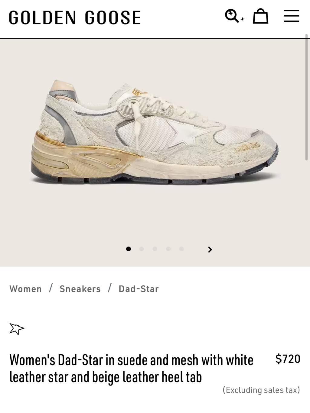 Golden Goose Womenâs Dad-Star Sneakers In White, Beige And Gray
